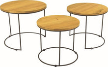 Set of 3 - Eligio Side Tables - 40-50cm - Oak + Black Metal