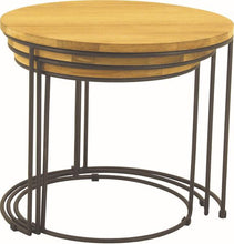 Set of 3 - Eligio Side Tables - 40-50cm - Oak + Black Metal