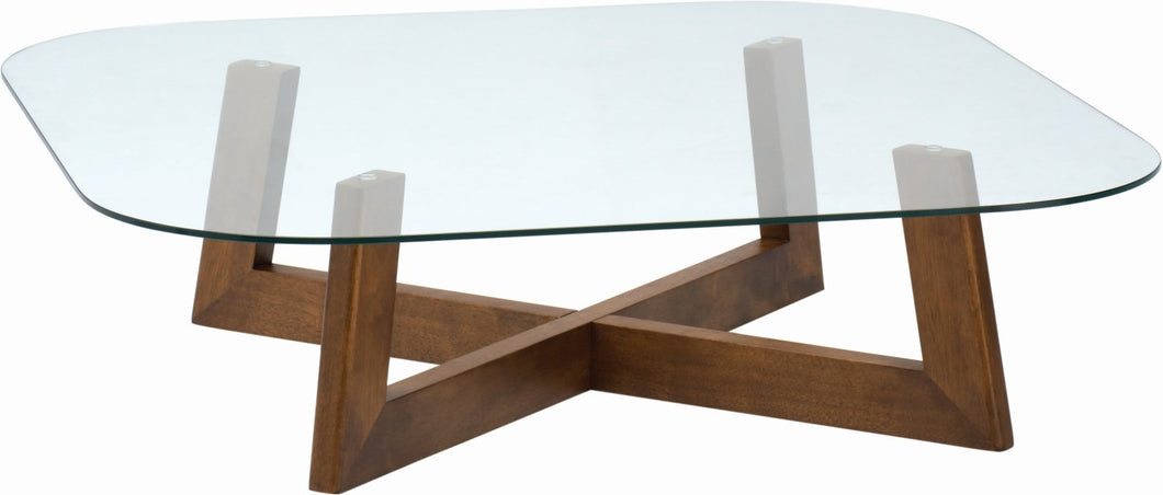 Paxton Coffee Table - 112cm - Glass + Cocoa