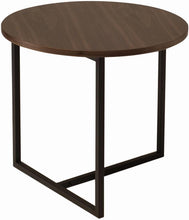 Turner Round Side Table - Black Metal + Walnut