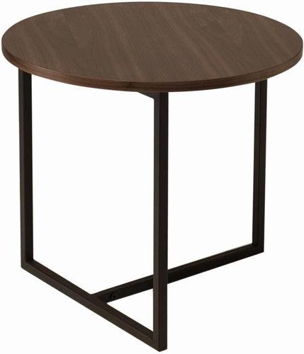 Turner Round Side Table - Black Metal + Walnut