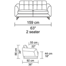 Oriana 2 Seater Sofa - Dimensions | Modern Furniture Melbourne Sydney Brisbane Perth Adelaide