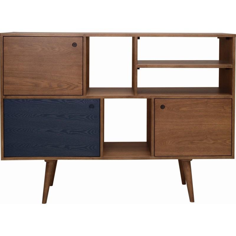 Locke Tall Sideboard In Cocoa & Marine Blue