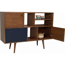 Locke Tall Sideboard In Cocoa & Marine Blue