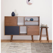 Locke Tall Sideboard In Cocoa & Marine Blue