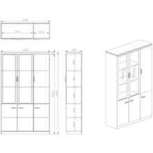 Gideon 3 Door Display Cabinet - 120cm