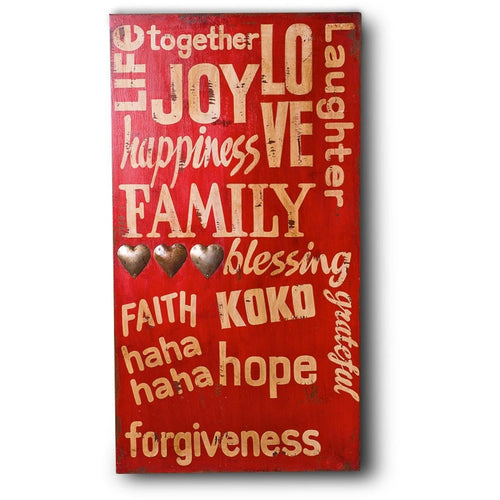 Wooden Wall Hanging In Antique Red