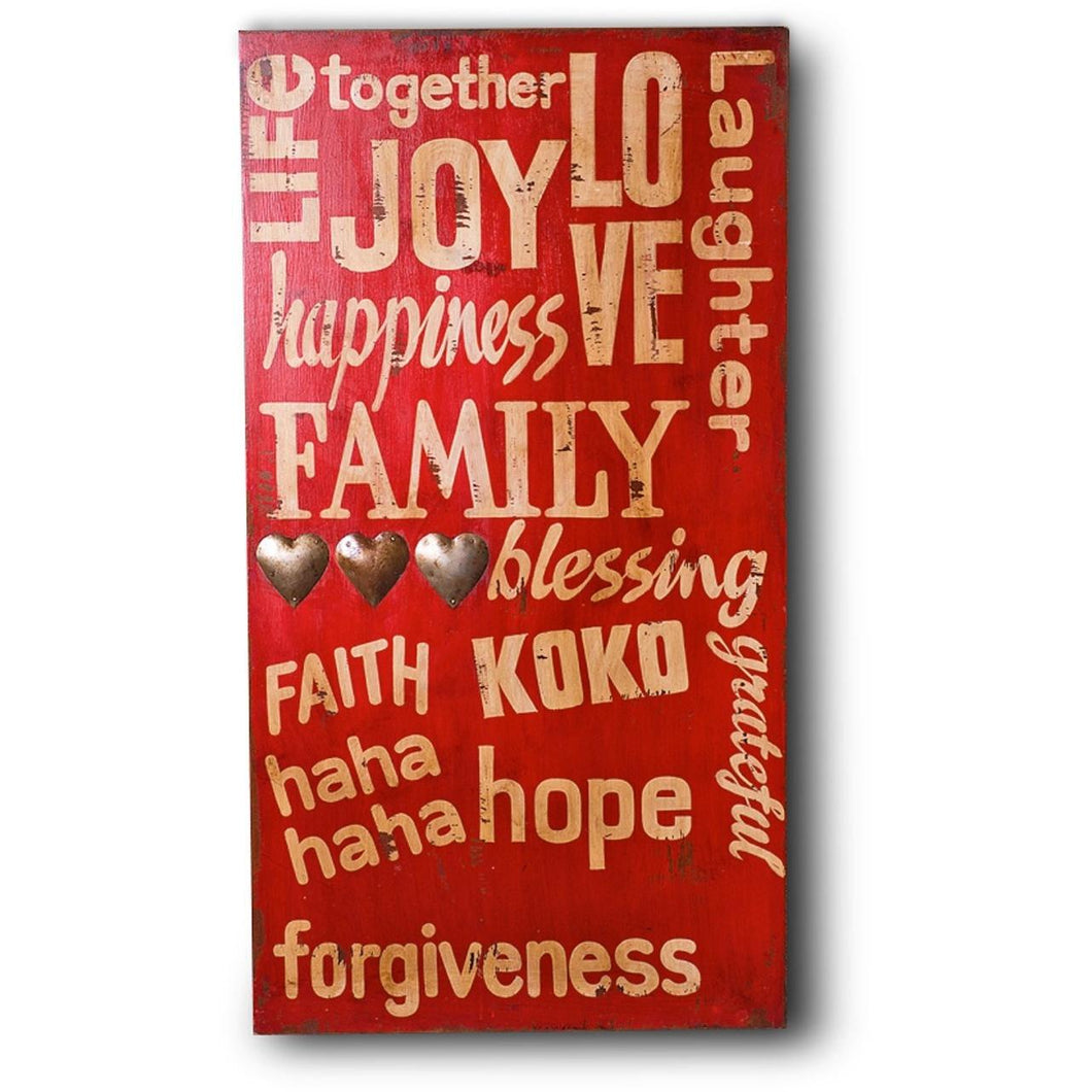 Wooden Wall Hanging In Antique Red