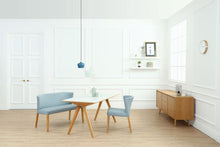 Rhoda Love Seat - Oak + Aquamarine