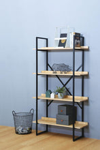 Egor Display Wall Unit  - 175cm - Natural Oak + Black Metal