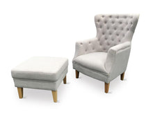 Harlow High Back Chair + Ottoman - Grey