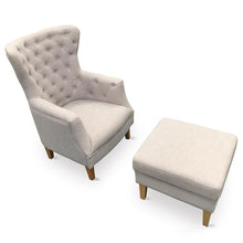 Harlow High Back Chair + Ottoman - Grey