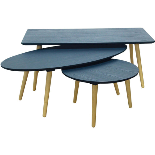 Carsyn Coffee Table Set In Marine Blue,Living Room Furniture,Coffee Tables,Modern Furniture