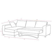 Kyra Sofa Bed + Left Chaise Storage - Grey 70