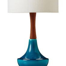 Electra Table Lamp - 59cm - White Canvas with Turquoise Base