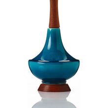 Electra Table Lamp - 59cm - White Canvas with Turquoise Base