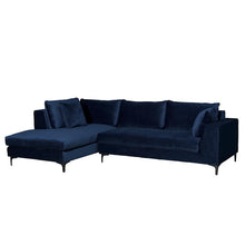 Scarlett 3 Seater Sofa + Left Chaise - Midnight Blue Velvet