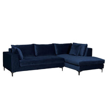 Scarlett 3 Seater Sofa + Right Chaise - Midnight Blue Velvet