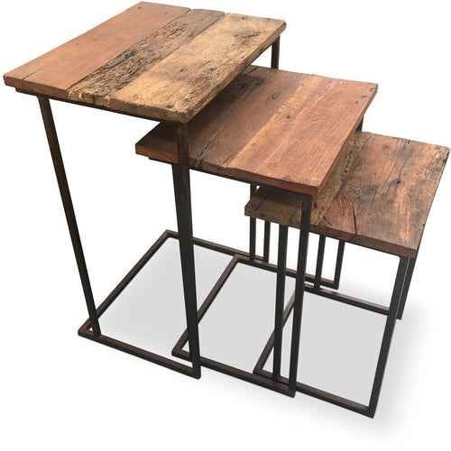 Wyatt Iron & Wood Side Table Set